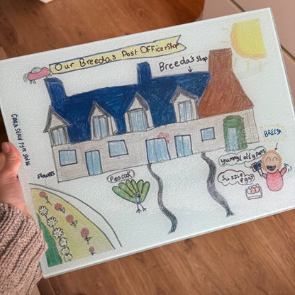 Glass Chopping Board Made From Your Children's Artwork