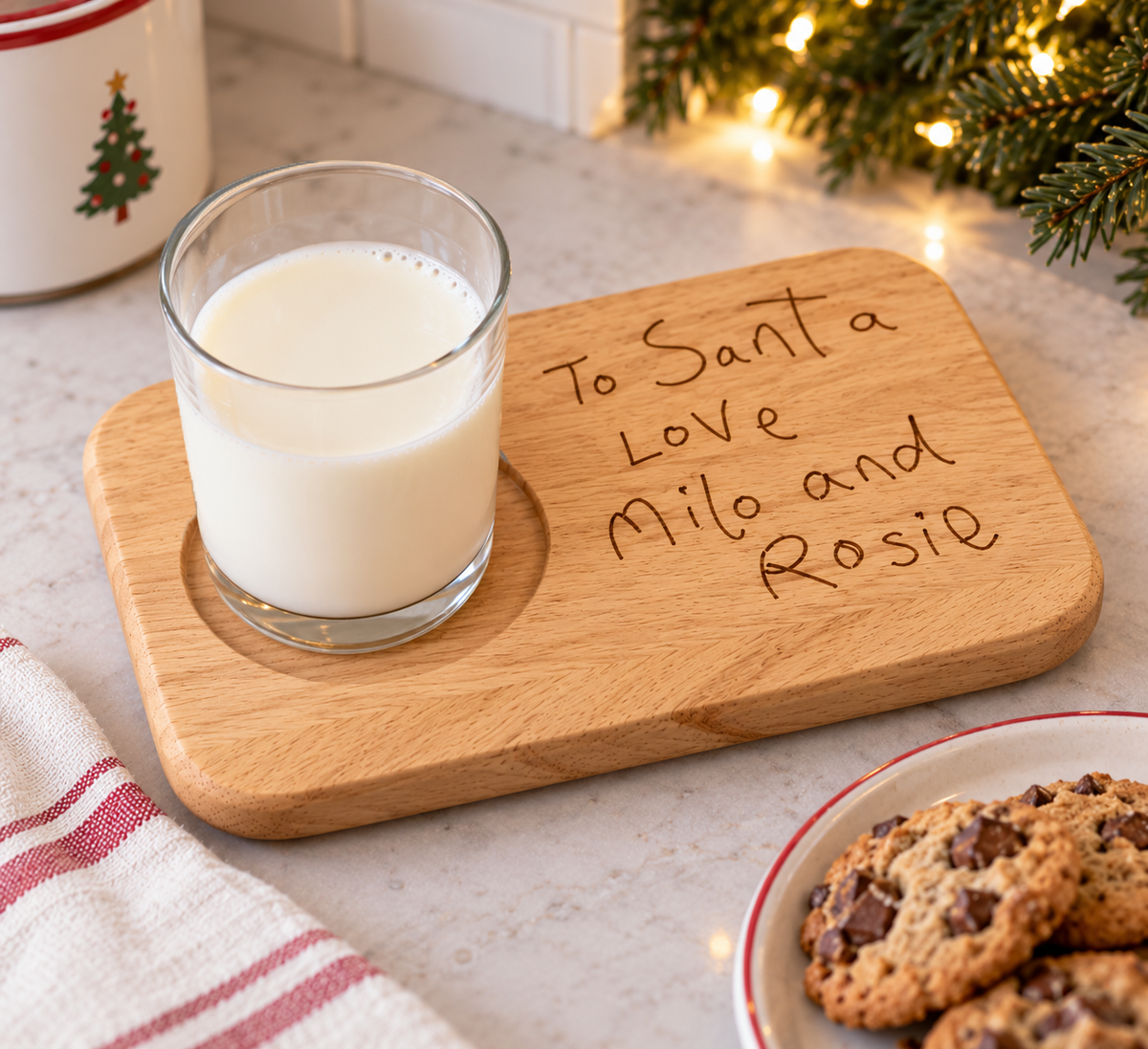 Santa Treat Board Engraved with Children’s Artwork
