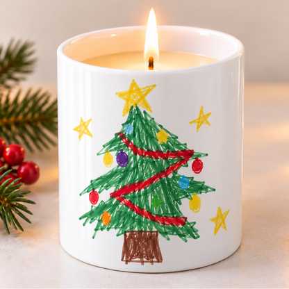 Christmas Candle Made From Your Children's Artwork | Hand-Poured Soy Wax