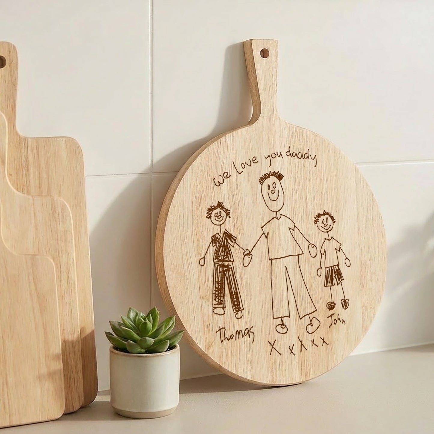 Kid's Art on A Wooden Pizza Board | Father's Day Gifts | Little Heirloom