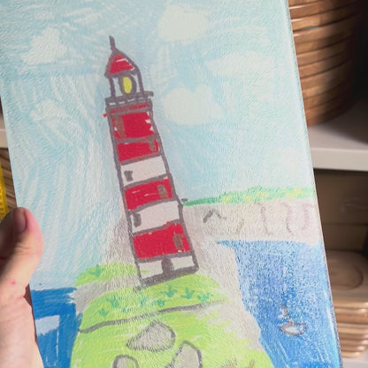 Glass Chopping Board Made From Your Children's Artwork